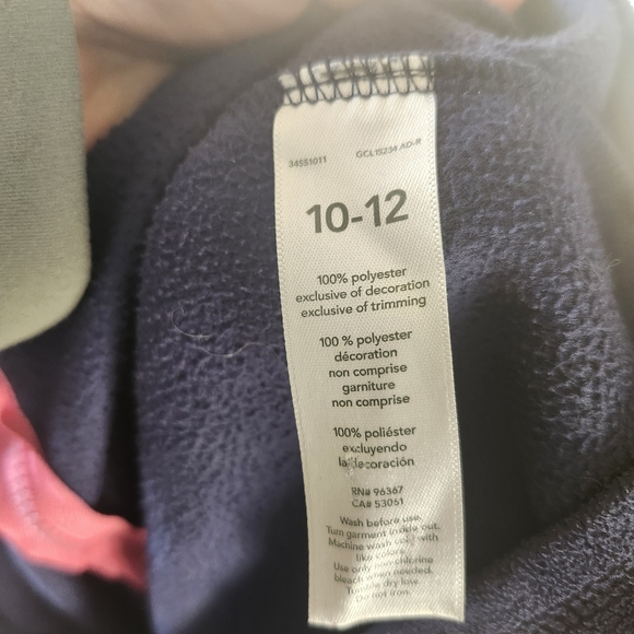 OshKosh B’gosh Navy Fleece Jacket Girls Size 10 Pink Heart Accent Cozy Layer - Picture 7 of 7